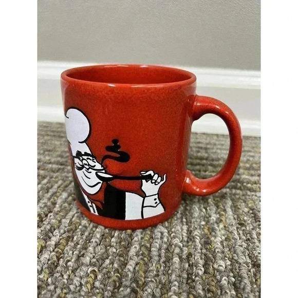 Vintage RARE WAECHTERSBACH West Germany Coffee Tea Mug Chef/Cook Red White EUC - Picture 7 of 13